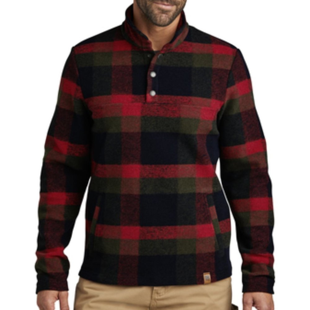 RUSSELL OUTDOORS Men's Basin Snap Pullover Sweater Size 4XL In Red Plaid